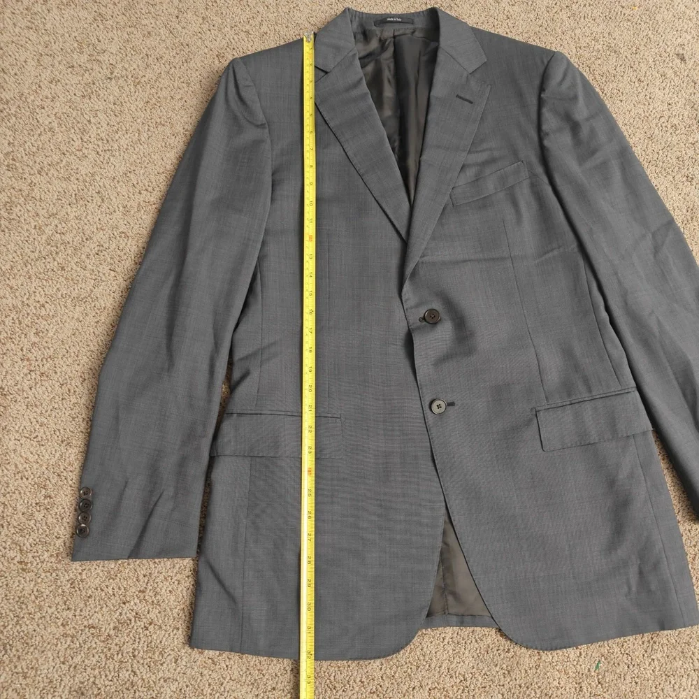 Ermenegildo‎ Zegna Jacket Mens 52 L Gray Suit Fit Rom Wool Notched Lapel 2Button